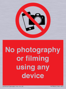 No photography or filming using any device